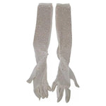Dolce & Gabbana White Crystal Elbow Length Cotton Tulle Gloves LB3094-7.5