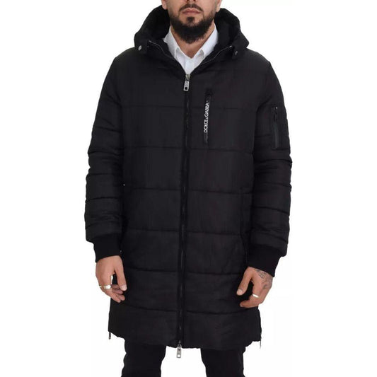 Dolce & Gabbana Black Nylon Hooded Parka Coat Winter Jacket Dolce & Gabbana Black