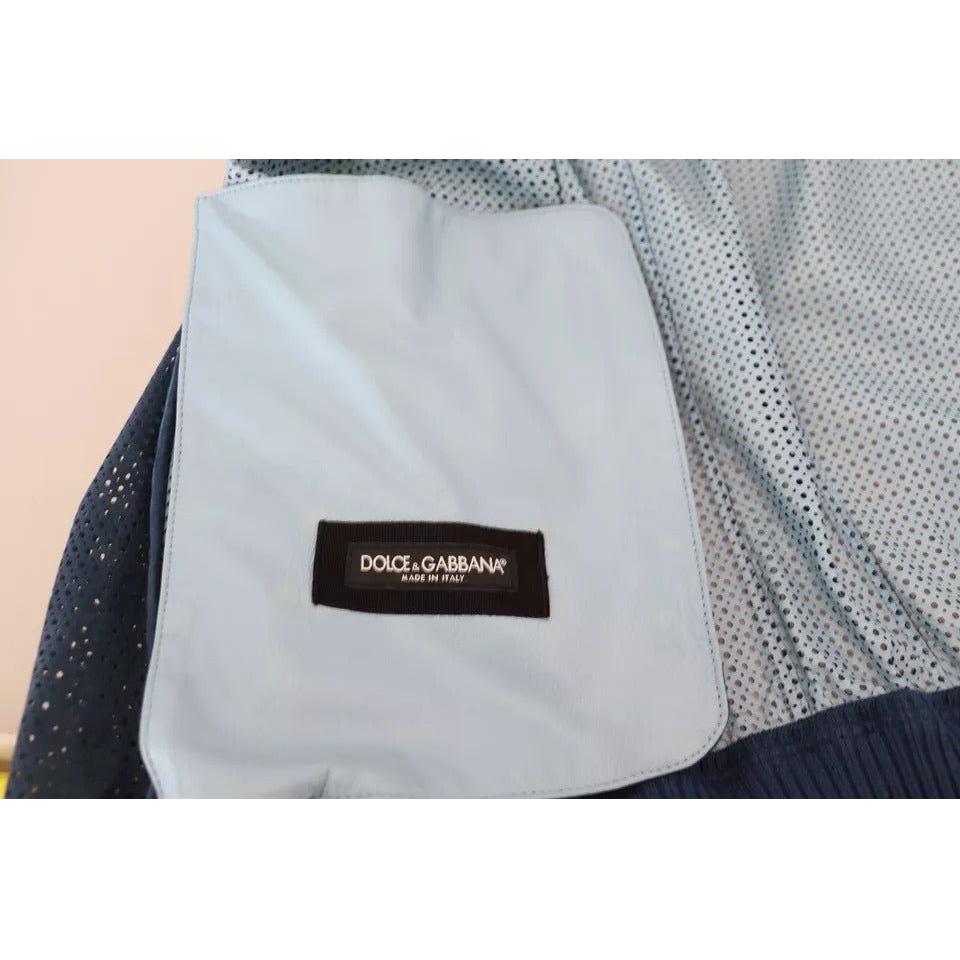 جاكيت دولتشي آند غابانا أزرق من الجلد المثقب بسحاب كامل