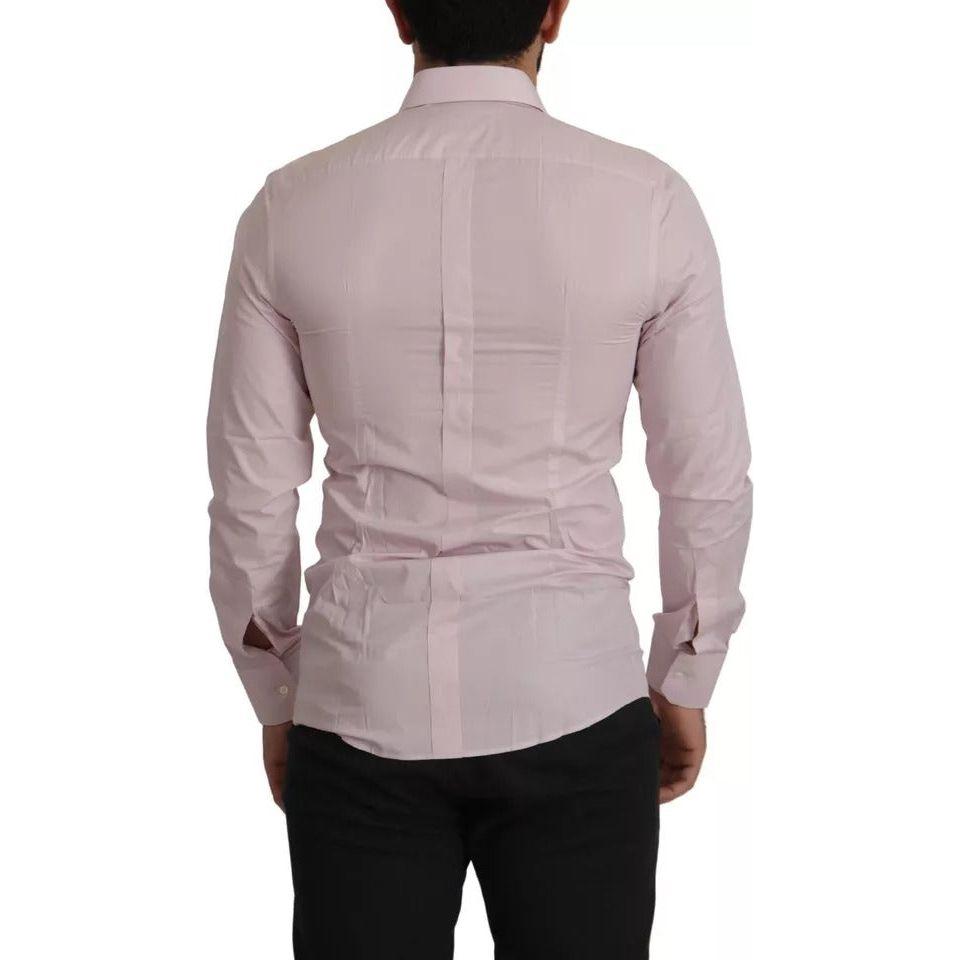 فستان قطني وردي فاتح رسمي للرجال من دولتشي آند غابانا، قميص ذهبي