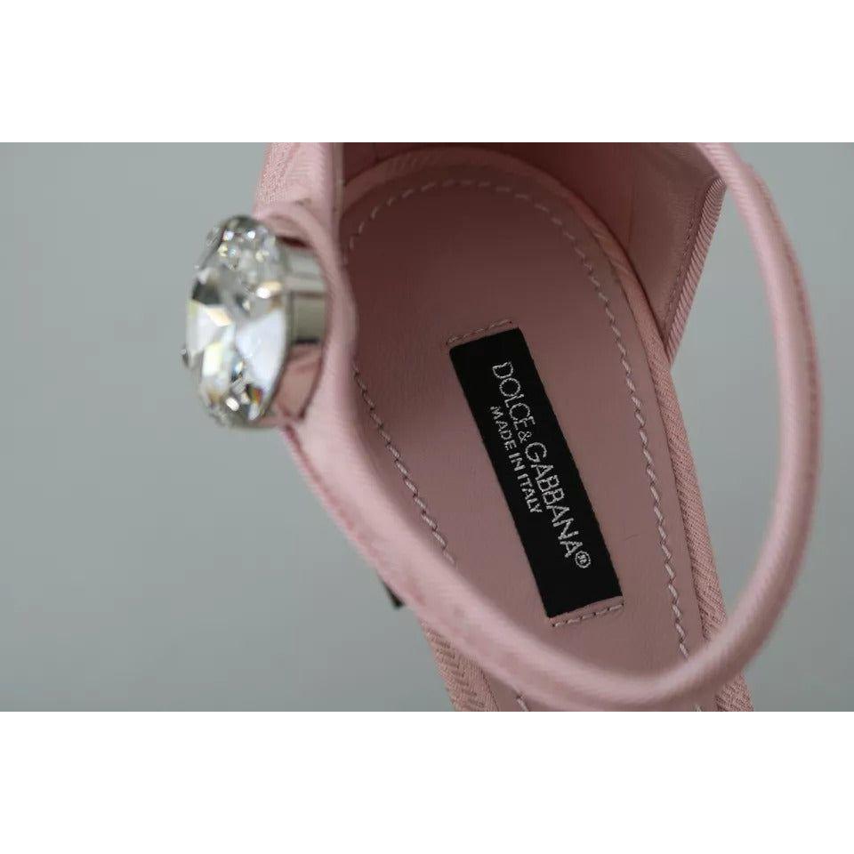 حذاء دولتشي آند غابانا الوردي المزخرف بكريستال ليلي برباط للكاحل