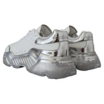 Dolce & Gabbana White Silver Leather Daymaster Sneakers Shoes LA10077-39