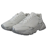 Dolce & Gabbana White Silver Leather Daymaster Sneakers Shoes LA10077-39
