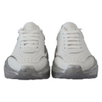 Dolce & Gabbana White Silver Leather Daymaster Sneakers Shoes LA10077-39