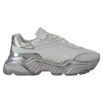 Dolce & Gabbana White Silver Leather Daymaster Sneakers Shoes LA10077-39