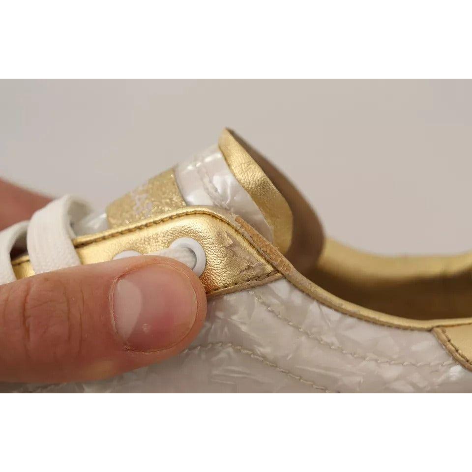 حذاء سنيكرز كاجوال من دولتشي آند غابانا بورتوفينو باللون الأبيض من عرق اللؤلؤ