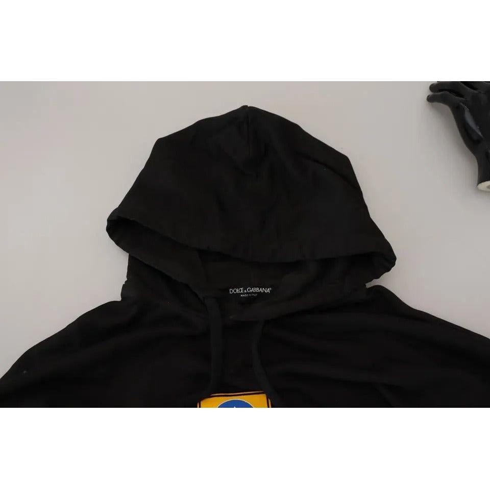 سويت شيرت بغطاء رأس وشعار من القطن الأسود من دولتشي آند غابانا