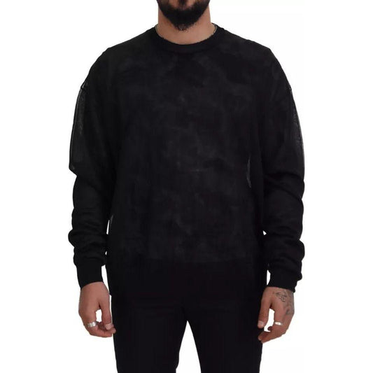 Dolce & Gabbana Black Polyester Crewneck Pullover Sweater Dolce & Gabbana Black
