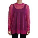 Dolce & Gabbana Fuchsia Polyester Crewneck Pullover Sweater Dolce & Gabbana Brown