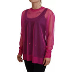 Dolce & Gabbana Fuchsia Polyester Crewneck Pullover Sweater Dolce & Gabbana Brown