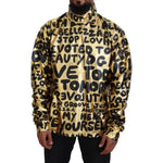 Dolce & Gabbana Gold Logo Print Turtleneck Pullover Sweater Dolce & Gabbana Tan