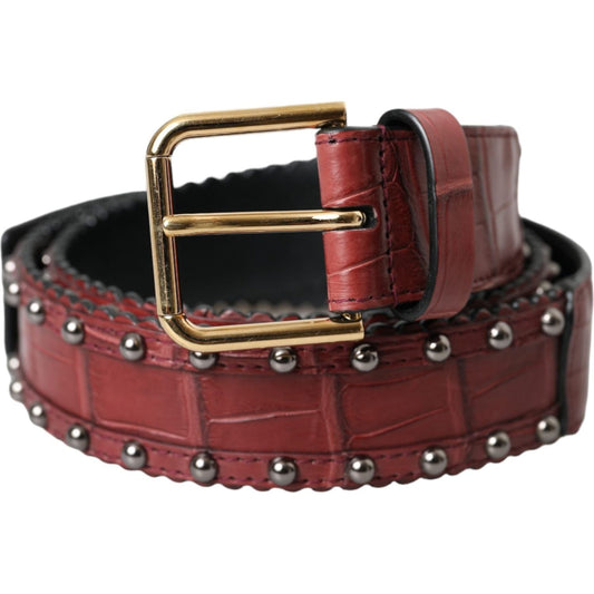 Dolce & Gabbana Brown Alligator Leather Studded Metal Buckle Belt Dolce & Gabbana Dark Slate Gray