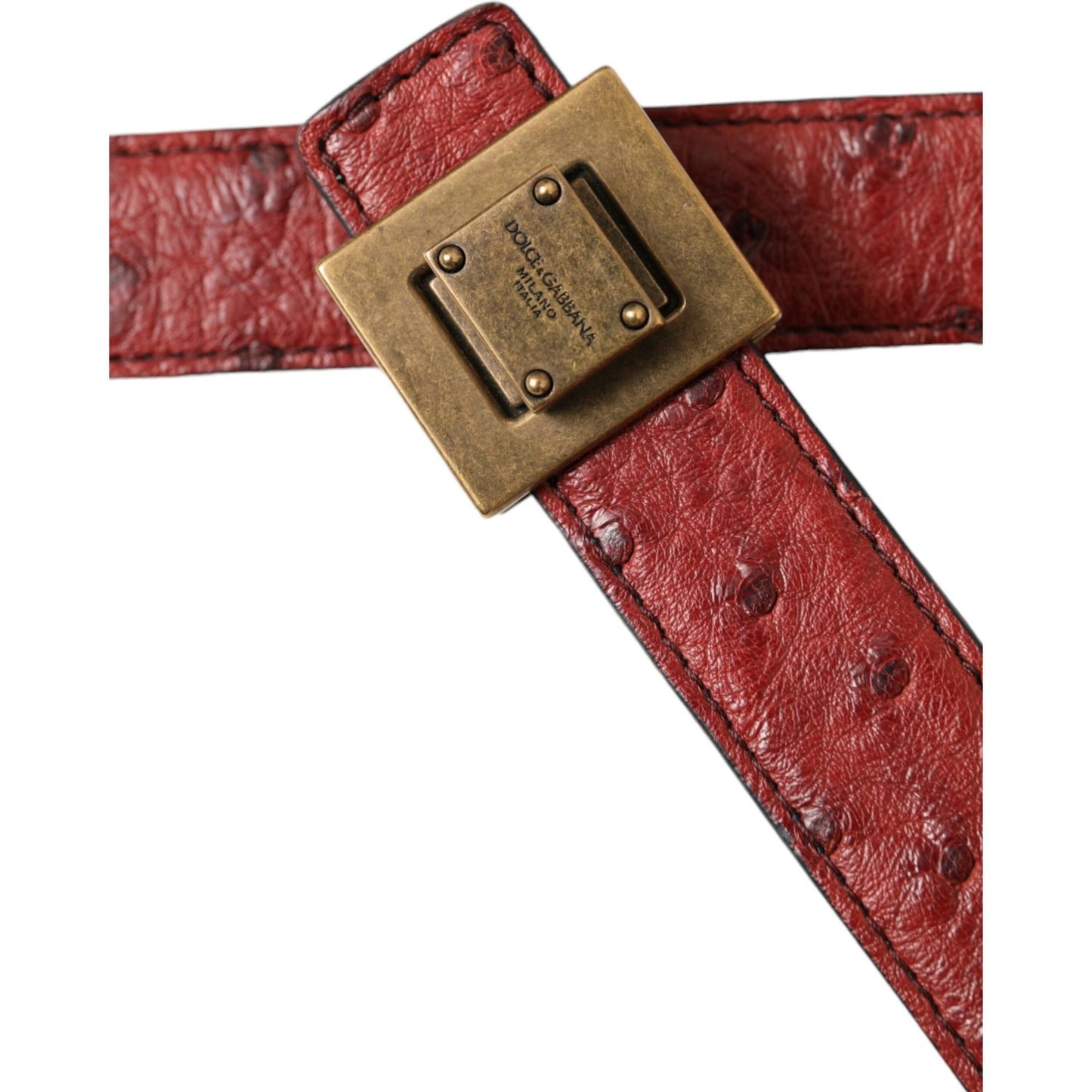 Dolce & Gabbana Brown Leather Square Metal Buckle Belt