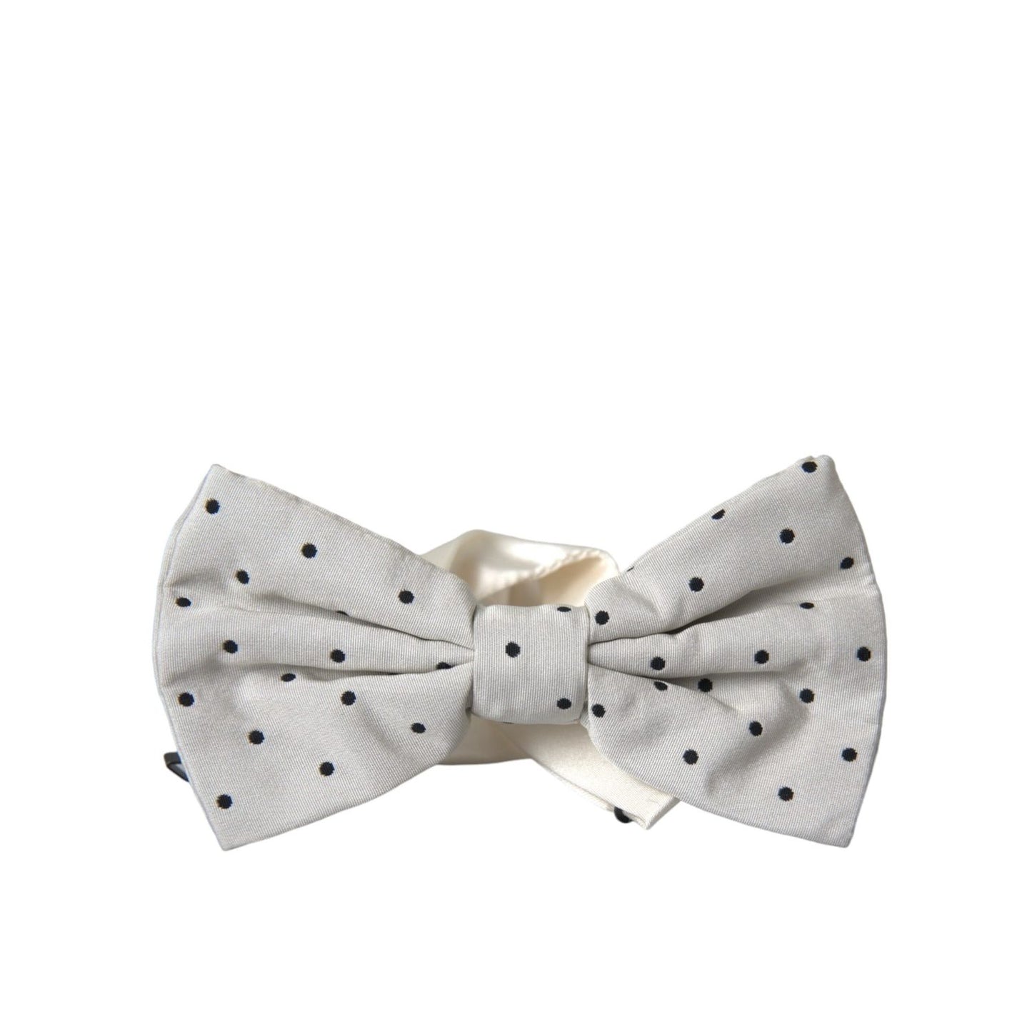 Dolce & Gabbana White Black Polka Dot Polyester Bow Tie Men