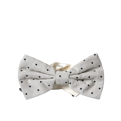 Dolce & Gabbana White Black Polka Dot Polyester Bow Tie Men