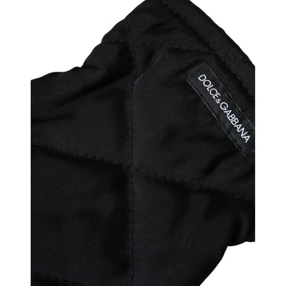 Dolce & Gabbana Black Quilted Nylon Wrist Length Mitten Gloves