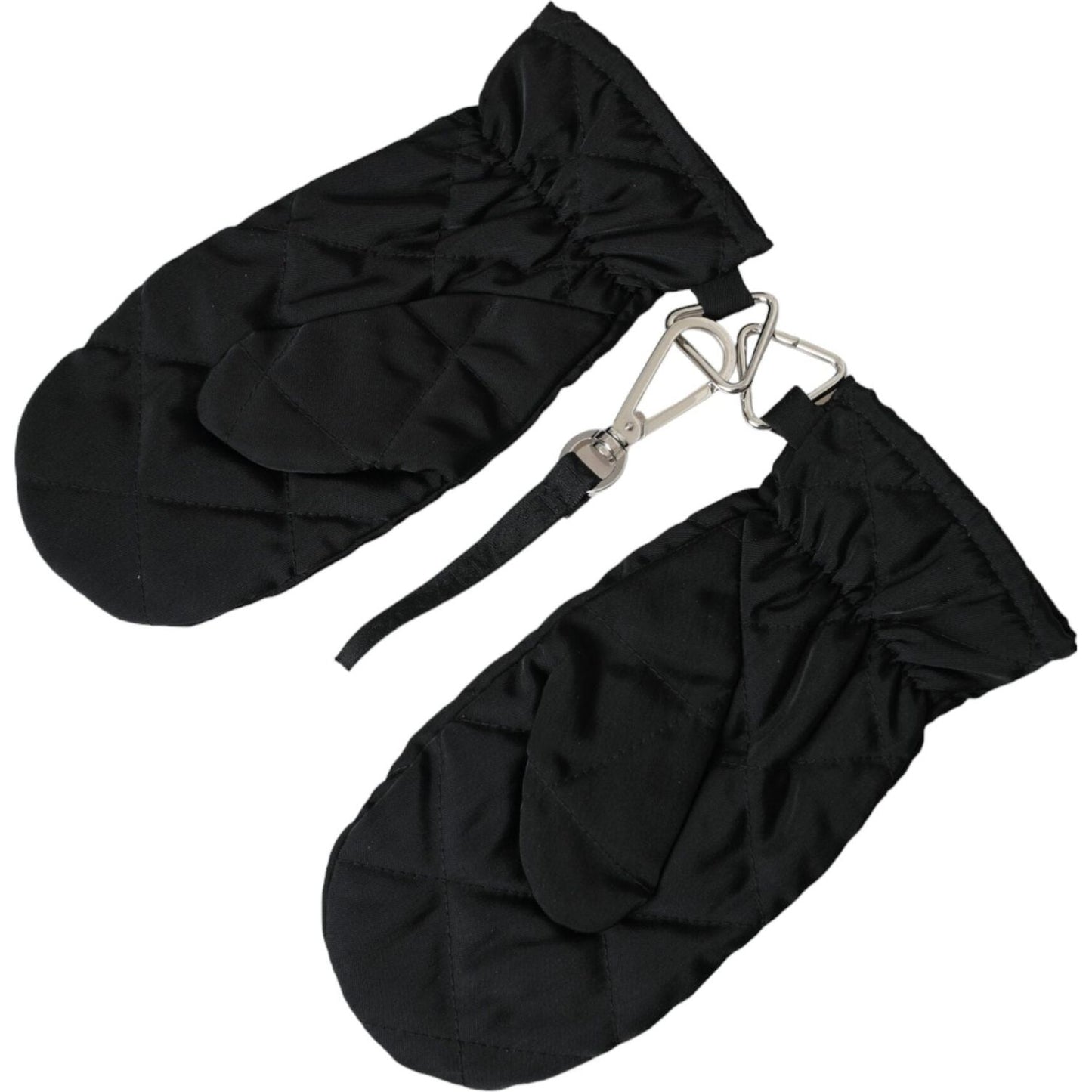 Dolce & Gabbana Black Quilted Nylon Wrist Length Mitten Gloves