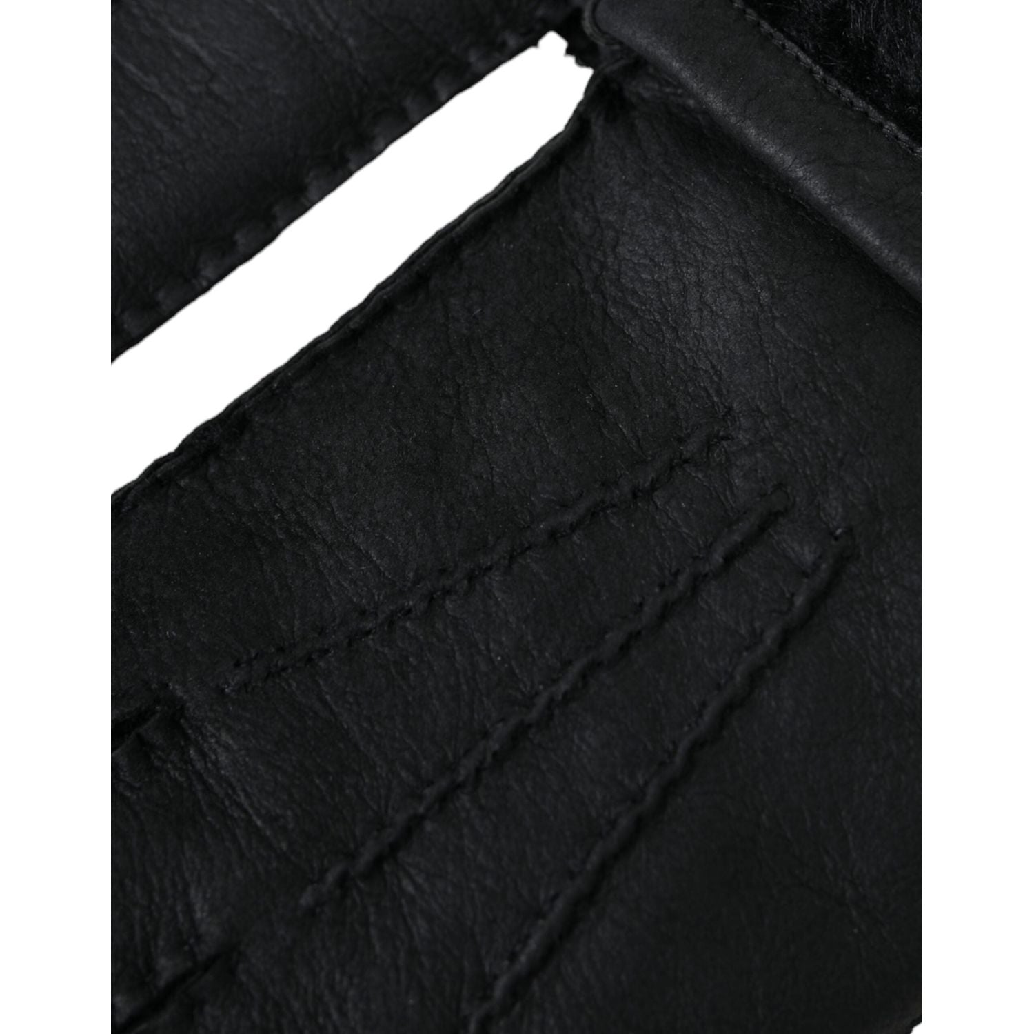 قفازات قصيرة من الجلد الأسود من دولتشي آند غابانا