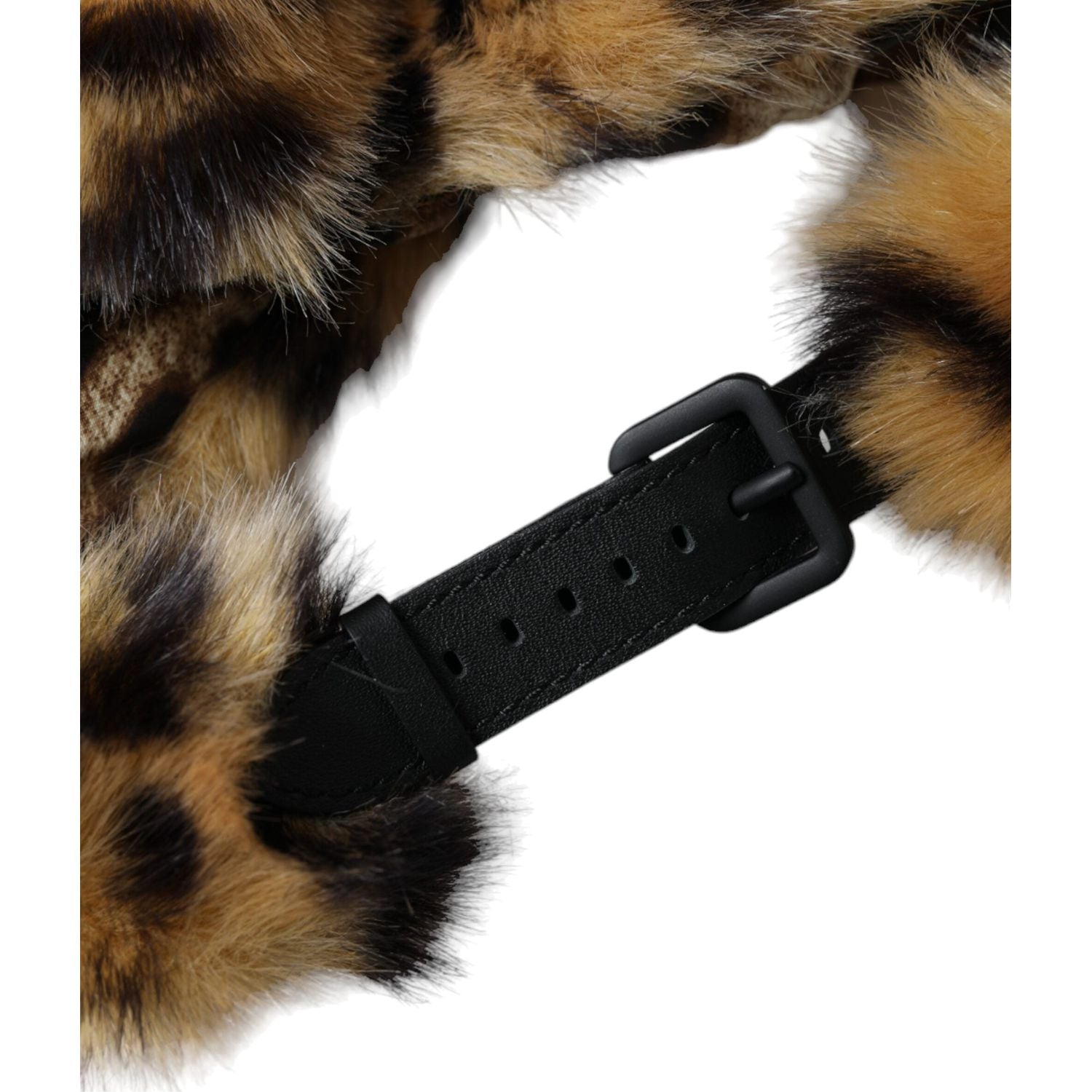 قبعة دلو نسائية من فرو النمر باللون البني من دولتشي آند غابانا