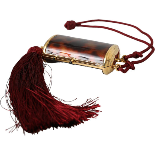 Dolce & Gabbana Brown Leopard Mini Mirror Tassel Make Up Holder Bag Dolce & Gabbana Black