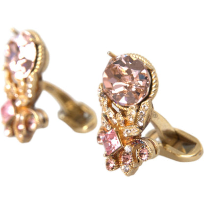 Dolce & Gabbana Gold Tone 925 Sterling Silver Crystal Cufflink Cufflinks