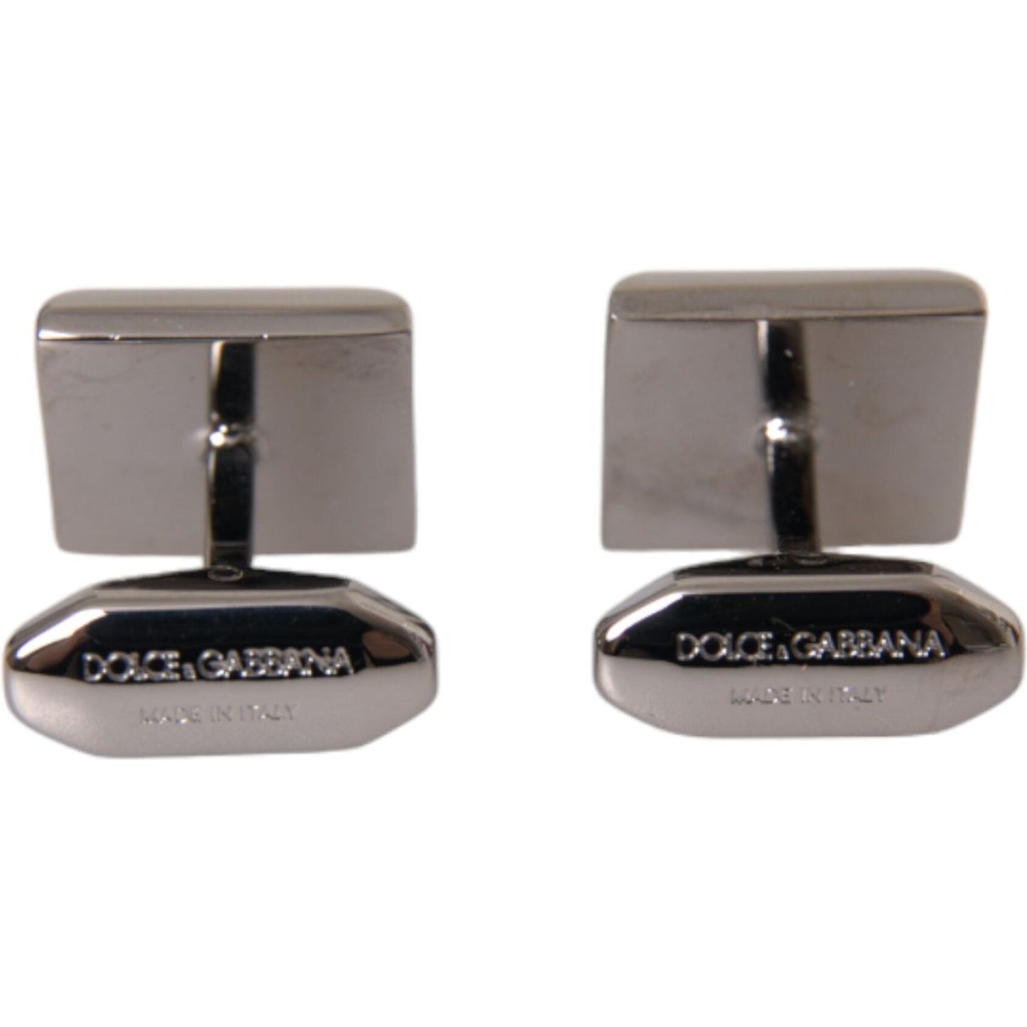 Dolce & Gabbana Silver Plated Brass Pin Crystal Cufflinks