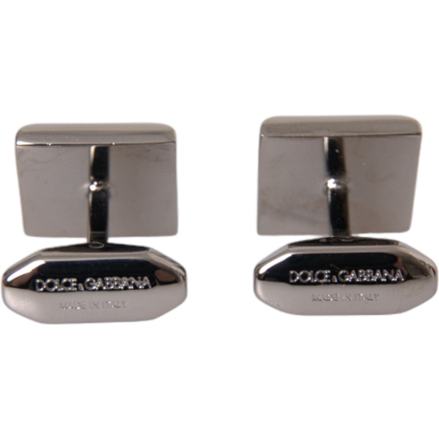 Dolce & Gabbana Silver Plated Brass Pin Crystal Cufflinks