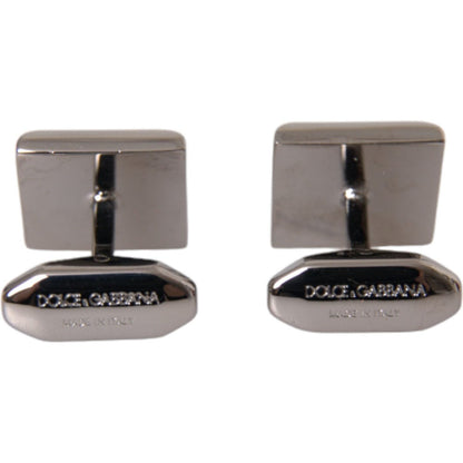 Dolce & Gabbana Silver Plated Brass Pin Crystal Cufflinks