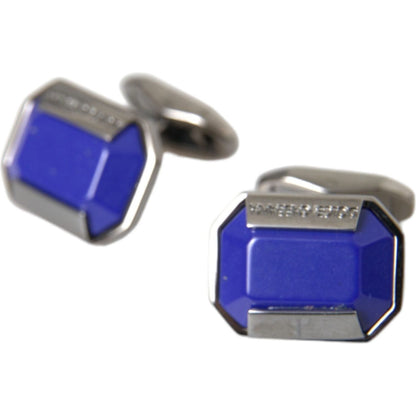 Dolce & Gabbana Silver Plated Brass Pin Crystal Cufflinks