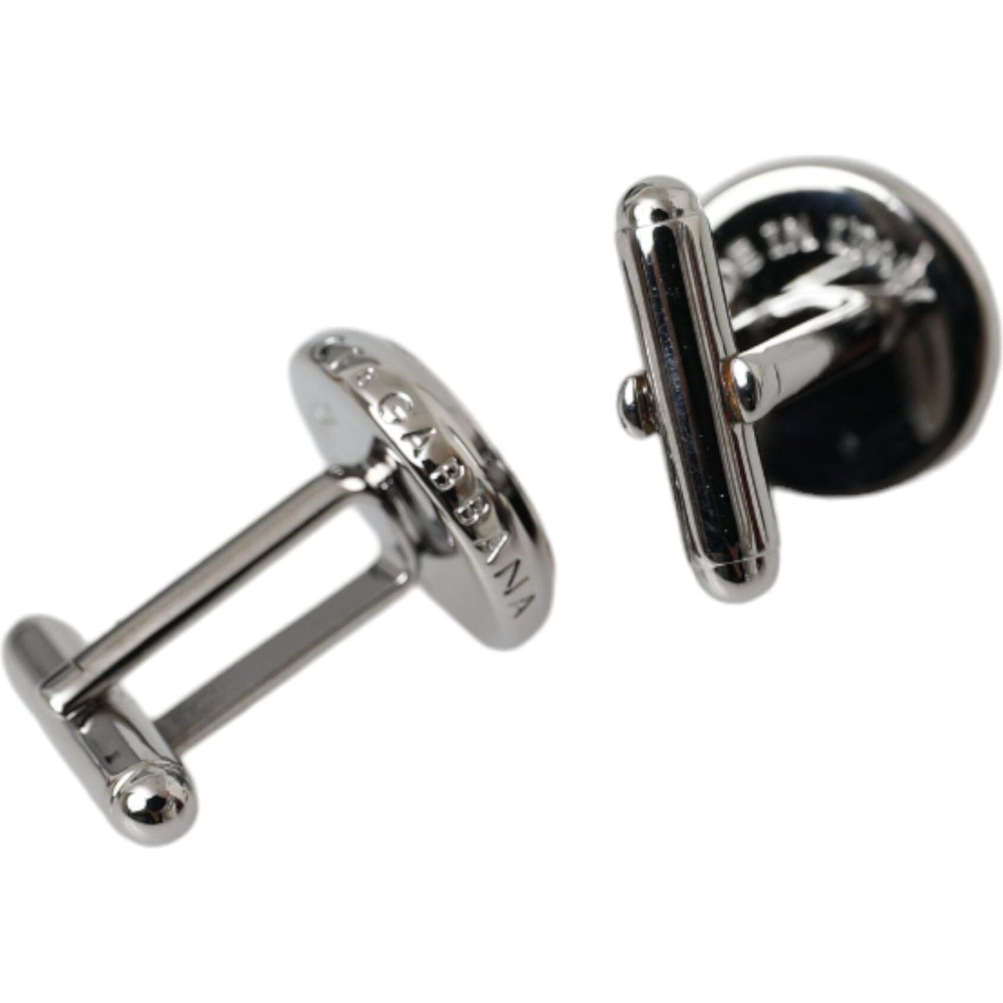 Dolce & Gabbana Silver Plated Brass Round Pin Men Cufflinks