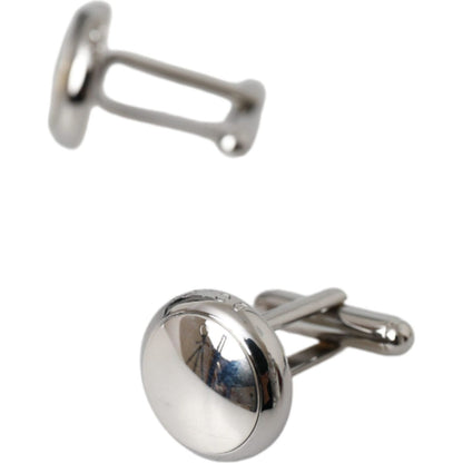 Dolce & Gabbana Silver Plated Brass Round Pin Men Cufflinks
