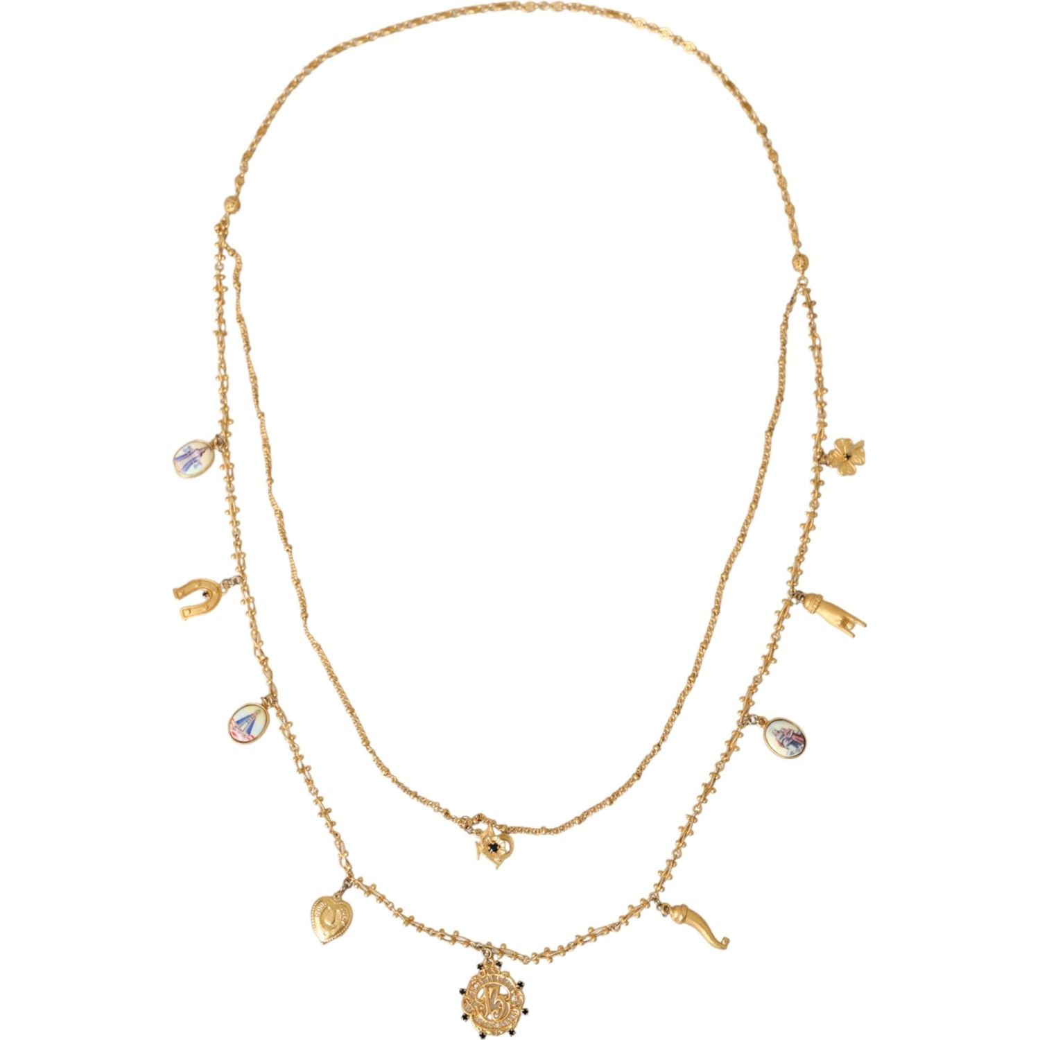 قلادة دولتشي آند غابانا صقلية بسلسلة من النحاس الأصفر باللون الذهبي