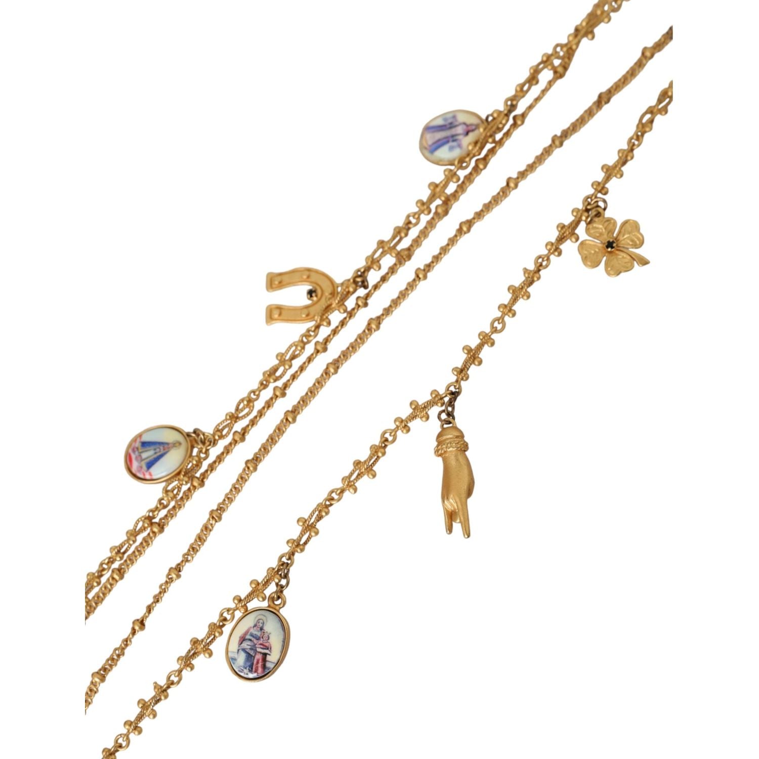 قلادة دولتشي آند غابانا صقلية بسلسلة من النحاس الأصفر باللون الذهبي