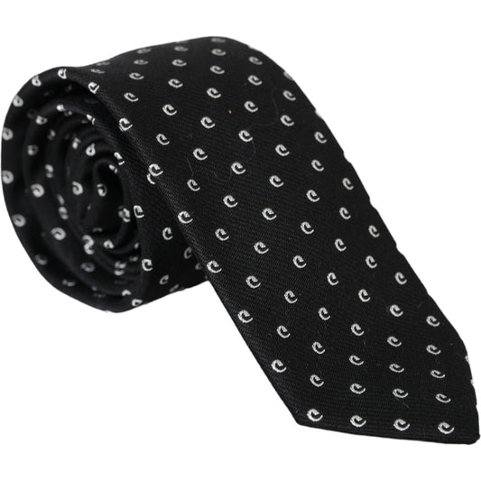 Dolce & Gabbana Black Logo Cotton Blend Adjustable Tie
