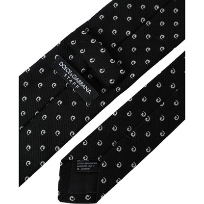 Dolce & Gabbana Black Logo Cotton Blend Adjustable Tie