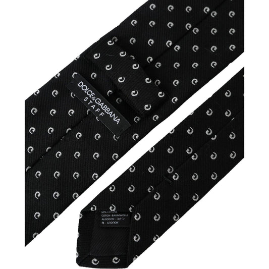 Dolce & Gabbana Black Logo Cotton Blend Adjustable Tie Dolce & Gabbana Black