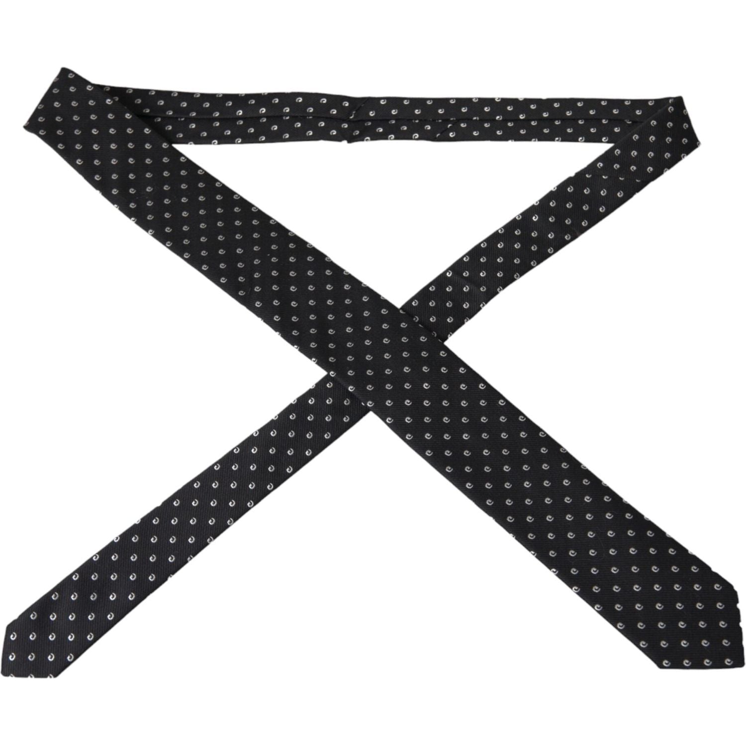 ربطة عنق قابلة للتعديل من مزيج القطن باللون الأسود بشعار دولتشي آند غابانا