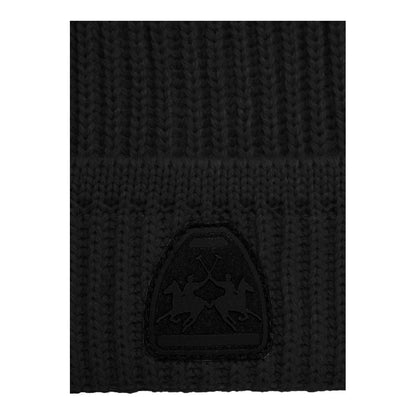 La Martina Black Acrylic Men Beanie
