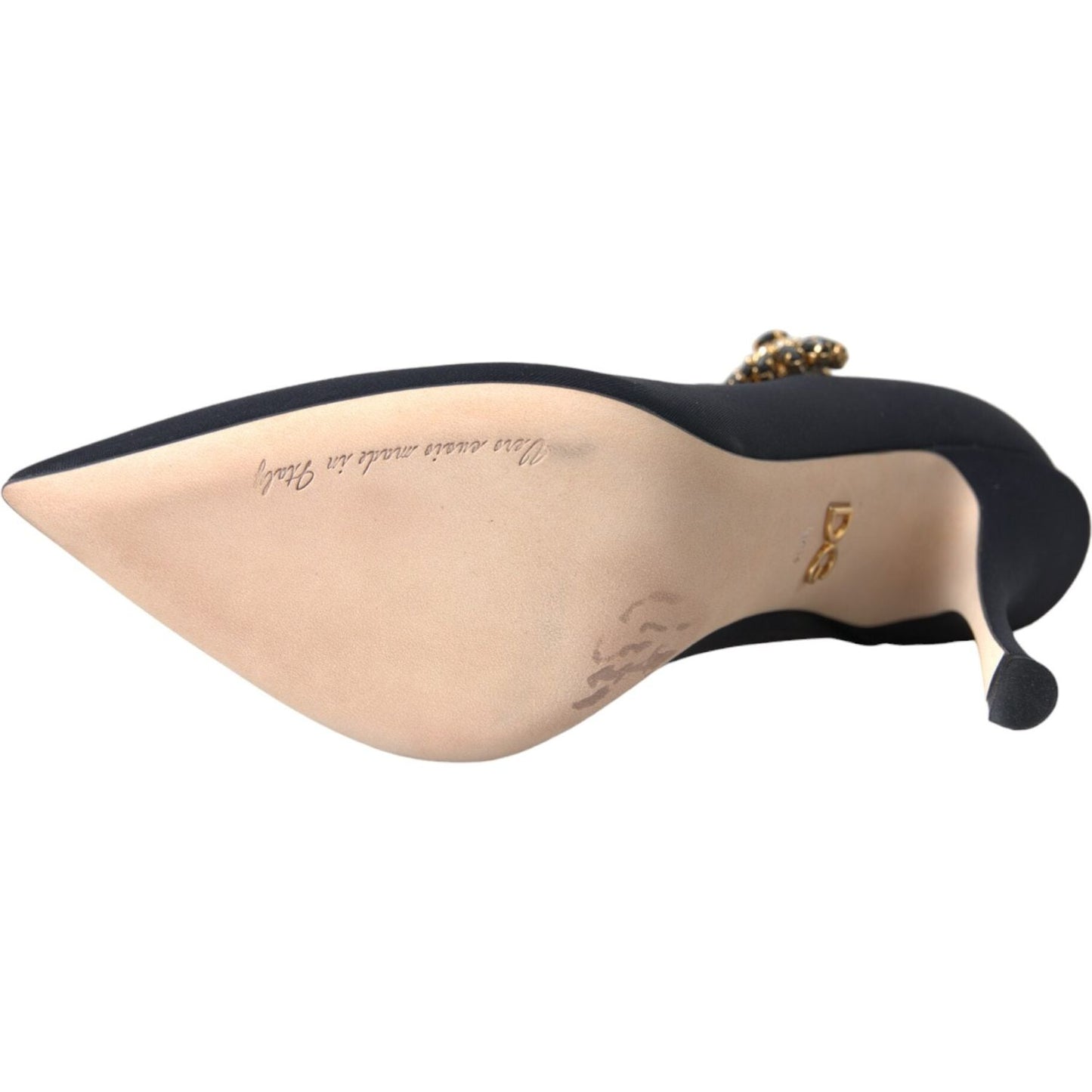 Dolce & Gabbana Black Mary Jane Jersey Crystal Pumps Shoes