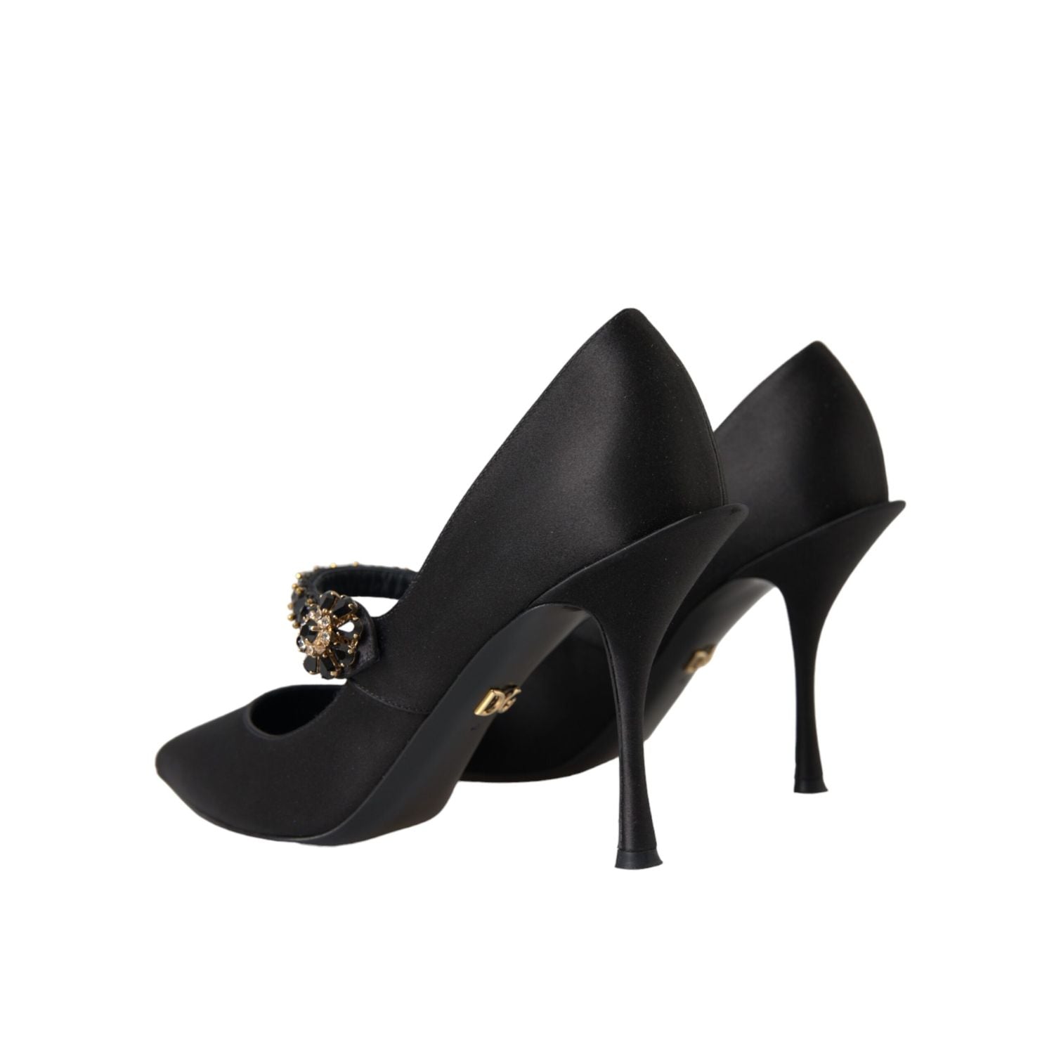 Dolce & Gabbana Black Mary Jane Crystal Heels Pumps Shoes