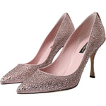 Dolce & Gabbana Pink Strass Crystal Heels Pumps Shoes Dolce & Gabbana Rosy Brown