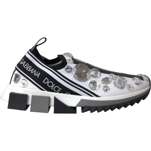 Dolce & Gabbana White Sorrento Crystals Sneakers Shoes Dolce & Gabbana Light Gray