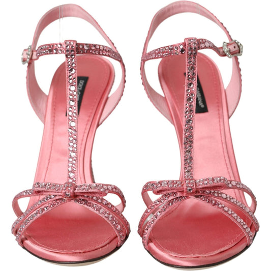 Dolce & Gabbana Pink Strass Ankle Strap Heels Sandals Shoes Dolce & Gabbana Pale Violet Red