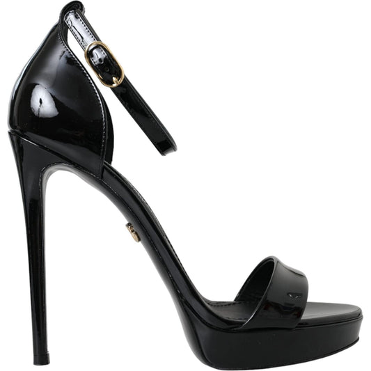Dolce & Gabbana Black KEIRA Leather Heels Sandals Shoes Dolce & Gabbana Black