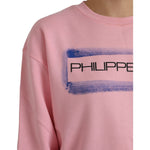 Philippe Model Pink Cotton Logo Print Long Sleeves Pullover Sweater TSH83287-L
