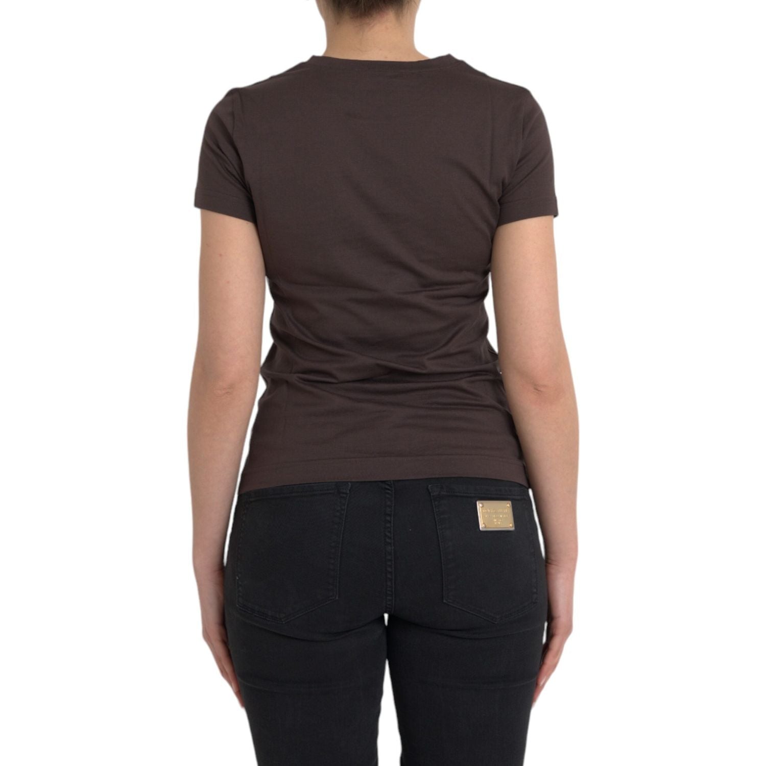 تي شيرت Dolce &amp; Gabbana Brown Crewneck 2017 مطبوع عليه Motive