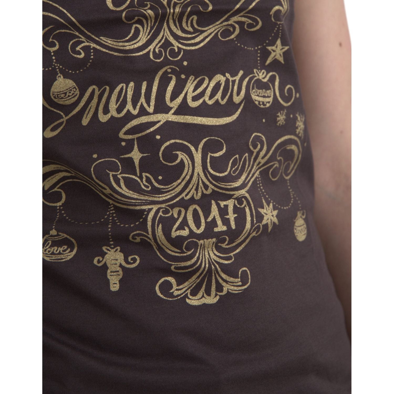 تي شيرت Dolce &amp; Gabbana Brown Crewneck 2017 مطبوع عليه Motive