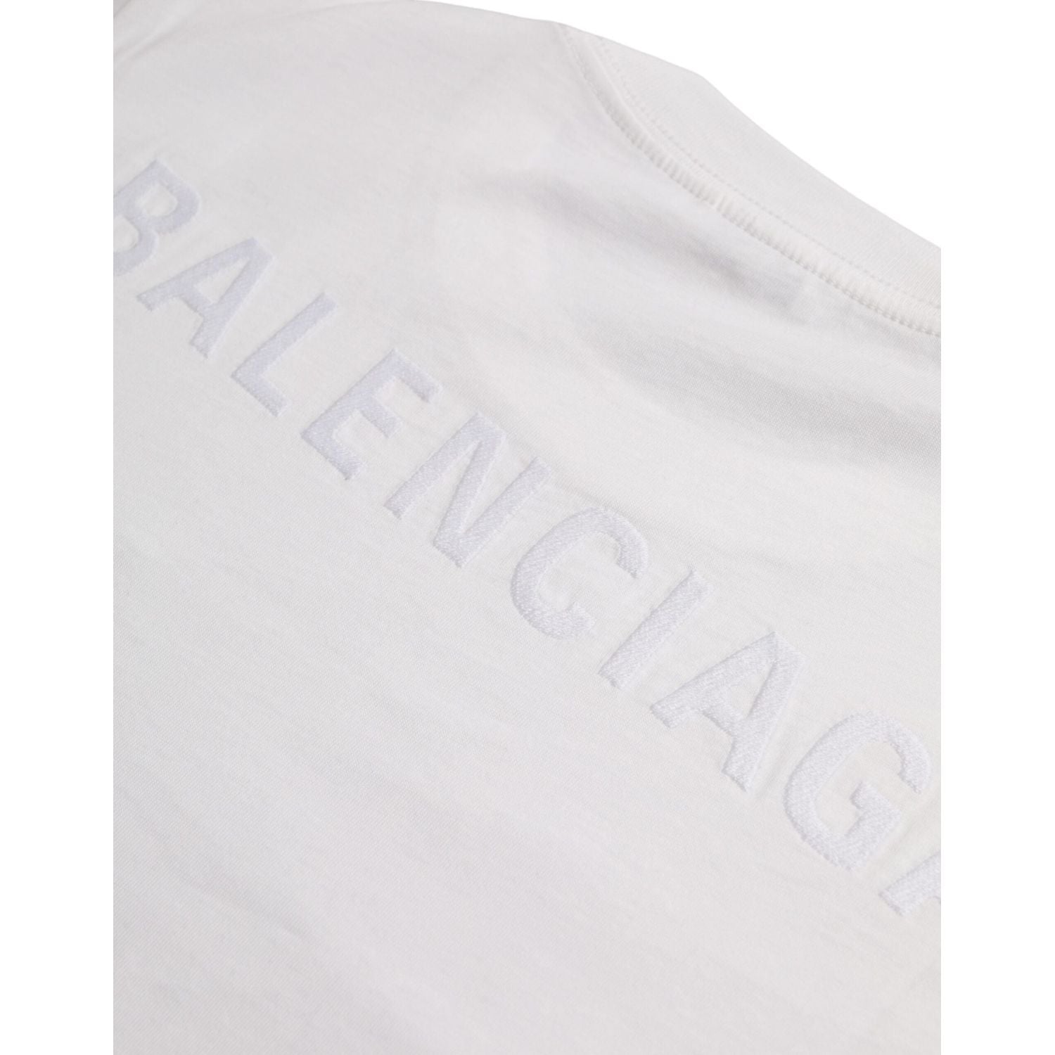 تي شيرت Balenciaga أبيض من القطن بياقة دائرية وأكمام قصيرة
