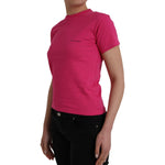 Balenciaga Pink Cotton Crew Neck Short Sleeves Tee Top T-shirt TSH85038-L