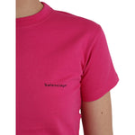 Balenciaga Pink Cotton Crew Neck Short Sleeves Tee Top T-shirt TSH85038-L